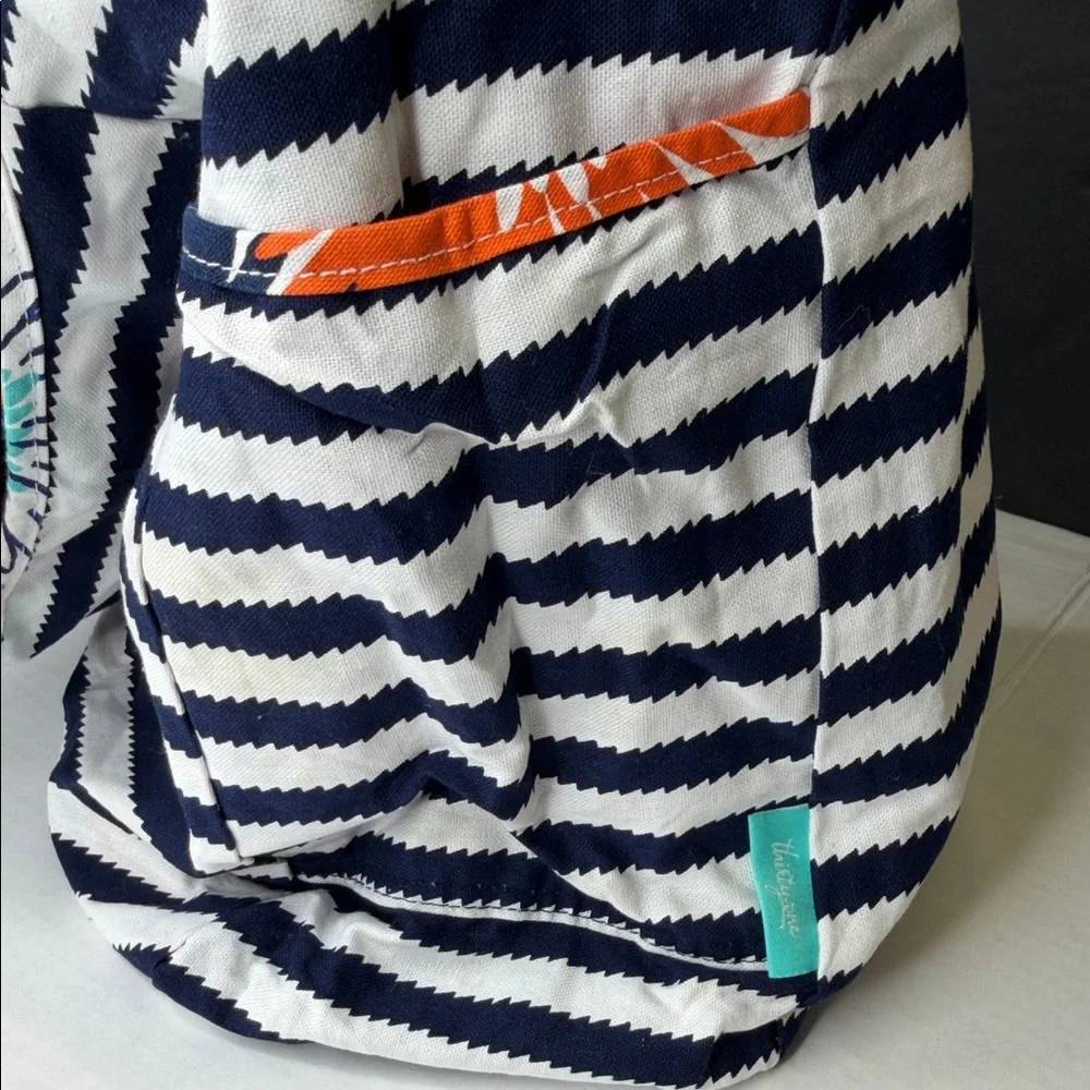 Thirty-One Blue and Teal Floral Reversible Bag
